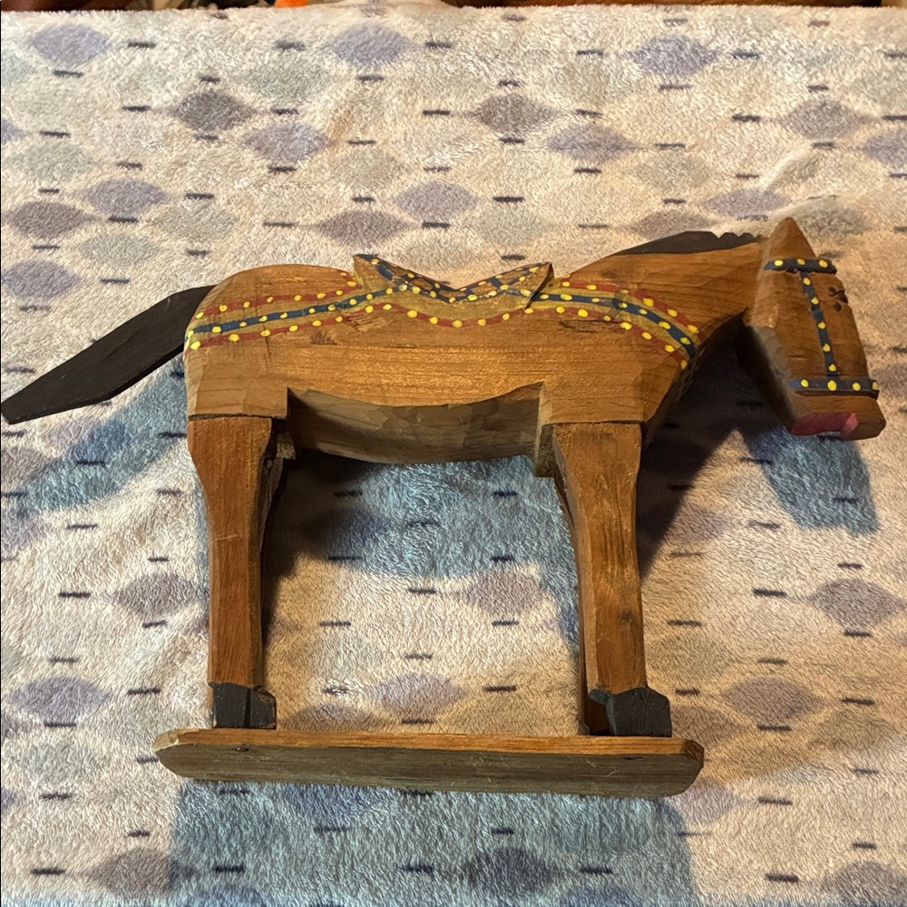 Large Wooden Horse on a Stand Decor